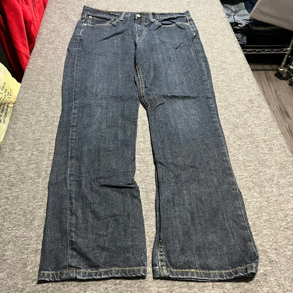 Levi Strauss 514 Straight Fit Jeans Mens 34x32 Dark Wash Blue Denim Pants